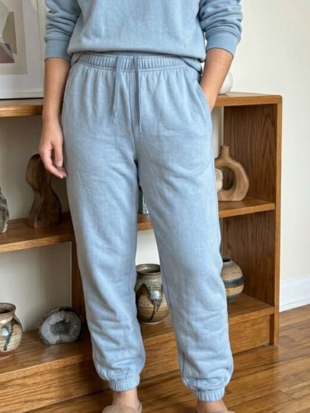 All in Motion light blue fleece jogger sweatpants lounge pants | size S